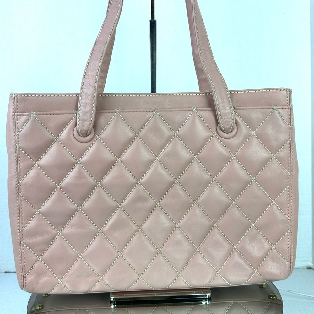 Authentic ✨ CHANEL Pink Wildstitch CC Shopper Quilted Tote ✨ - Picture 2 of 11